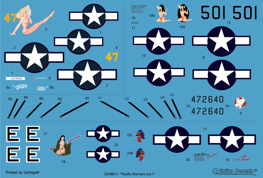 Exito Decals EXED48011 Pacific Warriors Vol.1 US Fighters 1:48