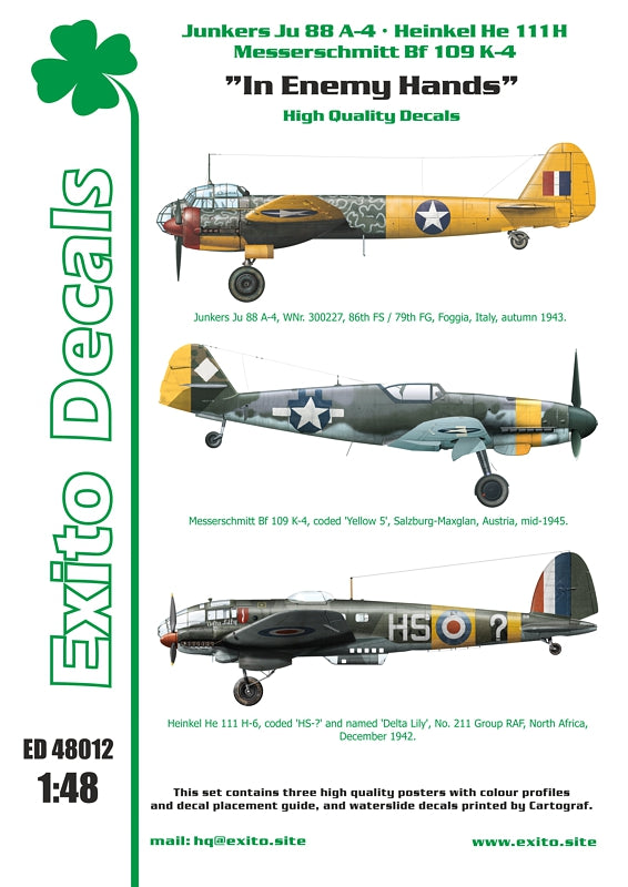 Exito Decals EXED48012 In Enemy Hands Captured Luftwaffe 1:48