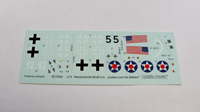 Exito Decals EXED72001 1:72 Messerschmitt Bf-109G-6, 'White 12', flown by Uffz