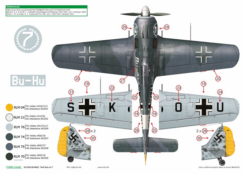Exito Decals EXED72002 1:72 Focke-Wulf Fw-190A-3, 'Yellow 7', flown by Oblt