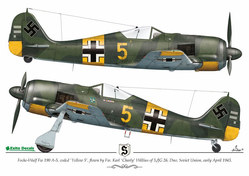 Exito Decals EXED72002 1:72 Focke-Wulf Fw-190A-3, 'Yellow 7', flown by Oblt