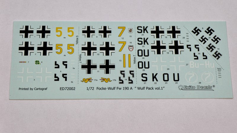 Exito Decals EXED72002 1:72 Focke-Wulf Fw-190A-3, 'Yellow 7', flown by Oblt