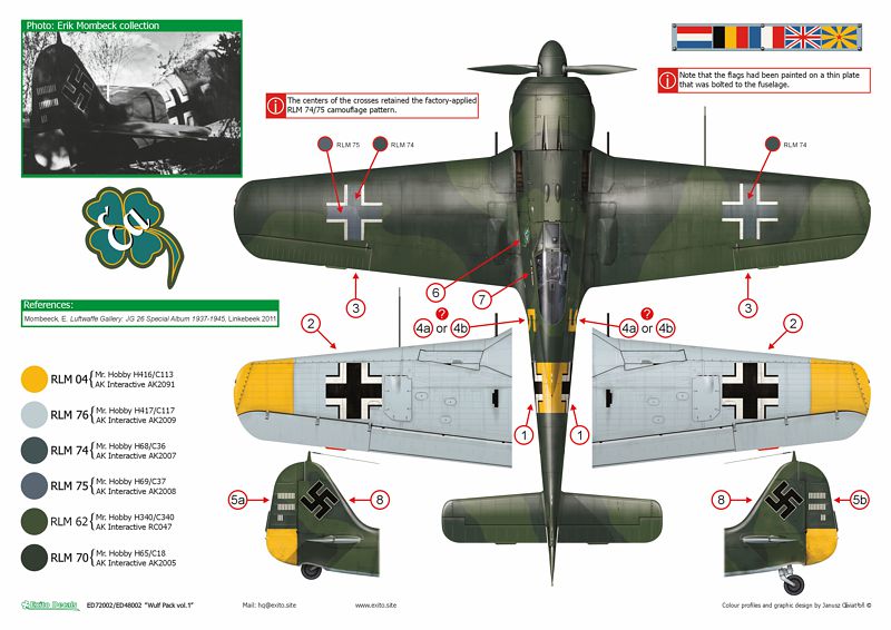 Exito Decals EXED72002 1:72 Focke-Wulf Fw-190A-3, 'Yellow 7', flown by Oblt