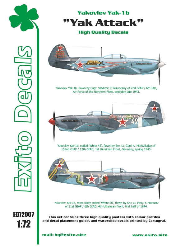 Exito Decals EXED72007 Yak Attack Yak-1b Markings 1:72