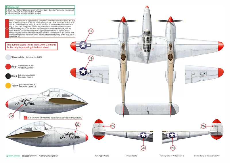 Exito Decals EXED72009 1:72 Lockheed P-38F/G Lightning
