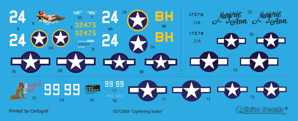 Exito Decals EXED72009 1:72 Lockheed P-38F/G Lightning