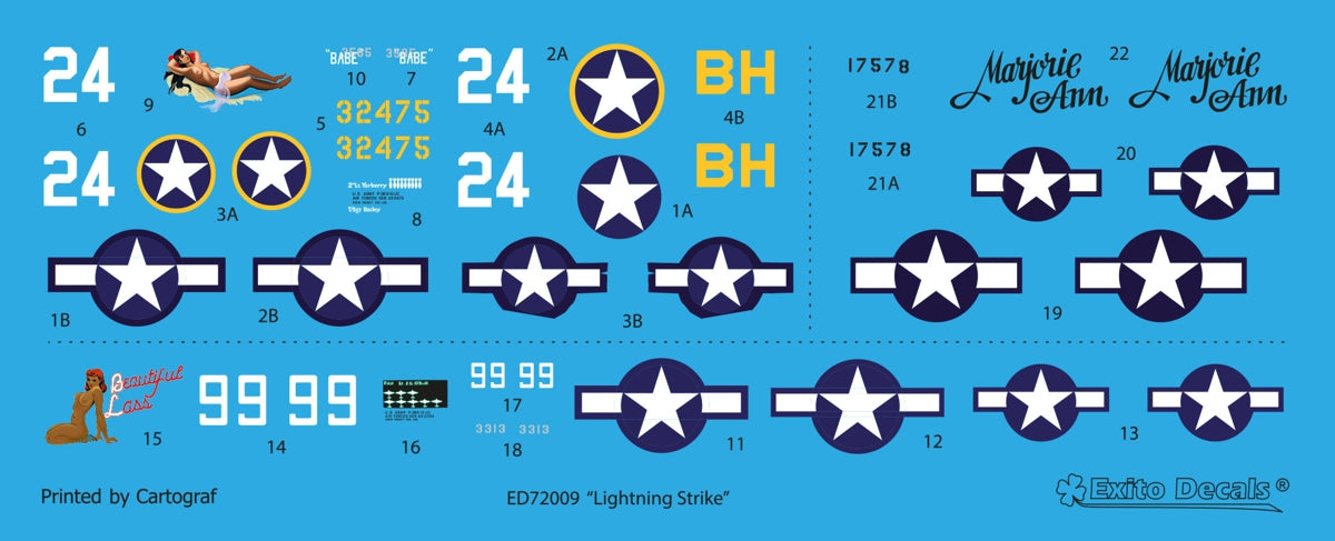 Exito Decals EXED72009 1:72 Lockheed P-38F/G Lightning