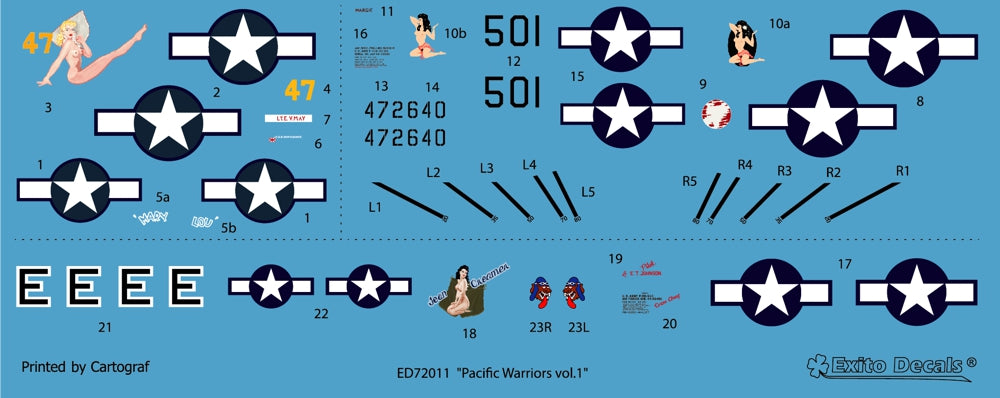 Exito Decals EXED72011 Pacific Warriors Vol.1 US Fighters 1:72