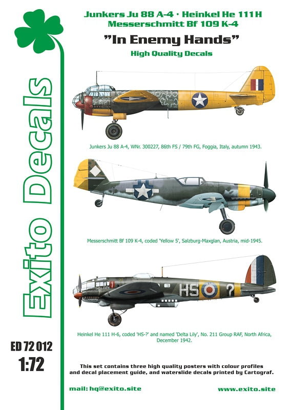 Exito Decals EXED72012 In Enemy Hands Captured Luftwaffe 1:72