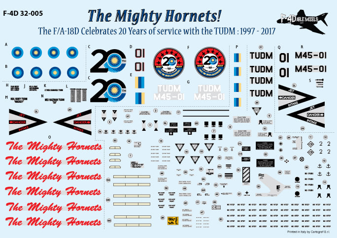 F-4dable F-4D32-005 RMAF F/A-18D Hornet 20 Years Decals 1:32