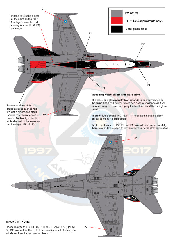 F-4dable F-4D32-005 RMAF F/A-18D Hornet 20 Years Decals 1:32
