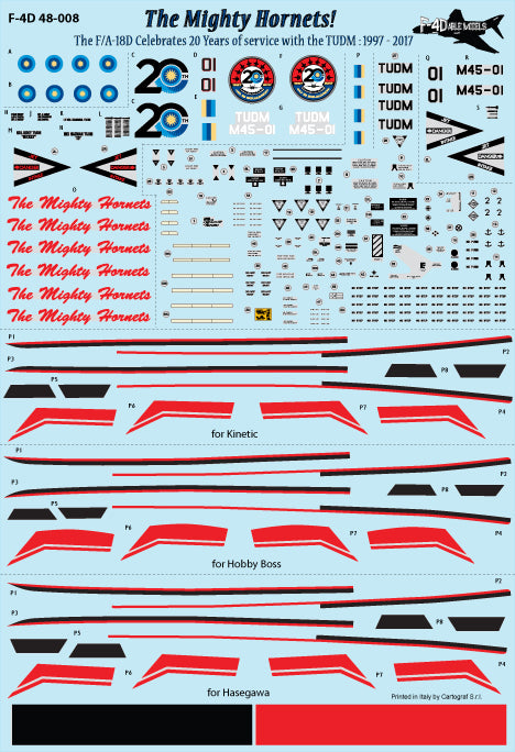 F-4dable F-4D48-008 RMAF F/A-18D Hornet 20 Years Decals 1:48