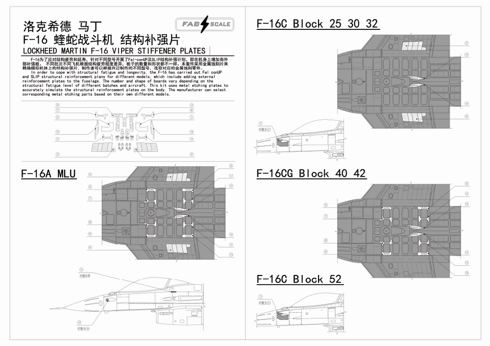 FabScale FA48052PE F-16A/C/CG Stiffener Plate PE 1:48