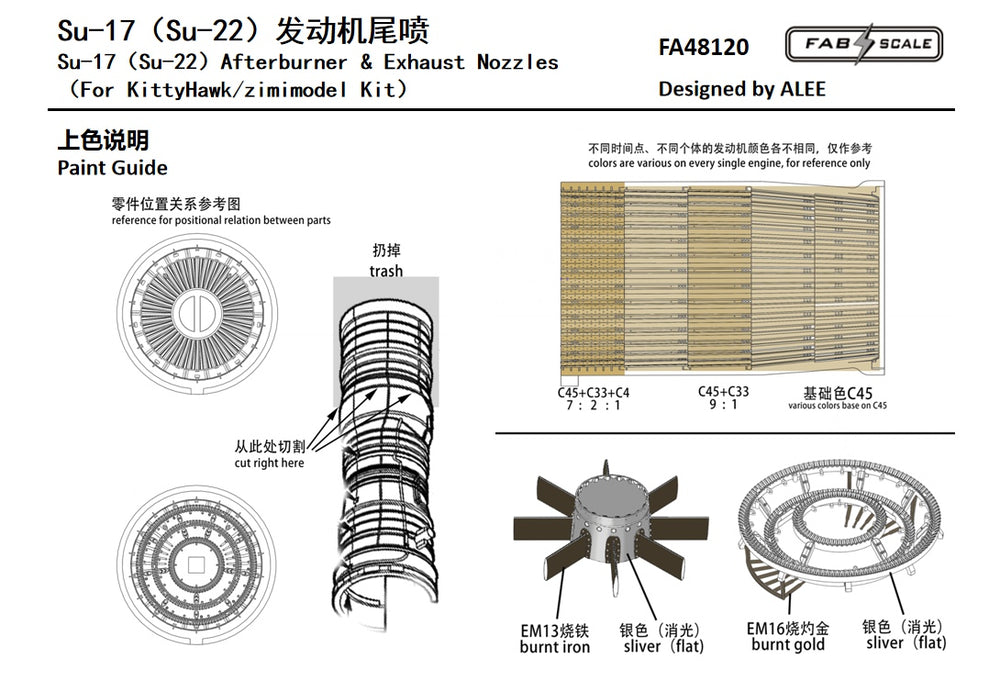 FabScale Studio FA48120 1:48 Sukhoi Su-17/Su-22 Afterburner & Exhaust Nozzles