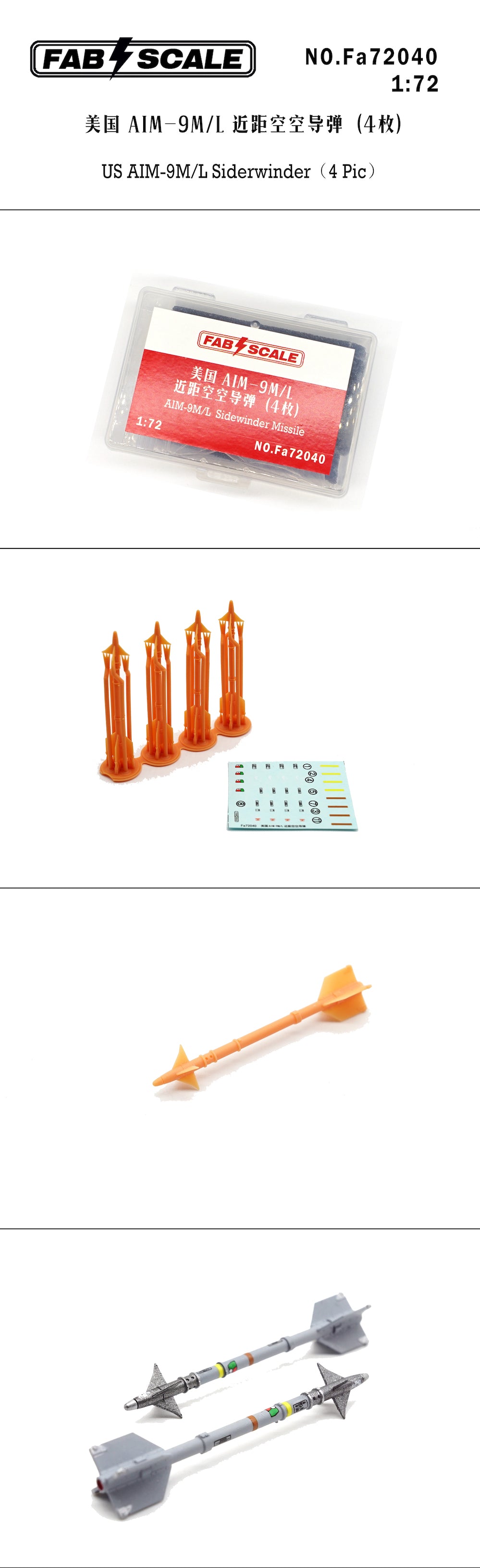 FabScale Studio FA72040 1:72 US AIM-9M/L Sidewinder