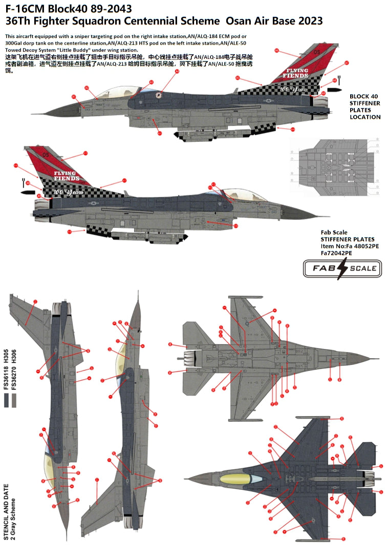 FabScale FA72080D F-16C Centennial Osan 2023 Decals 1:72