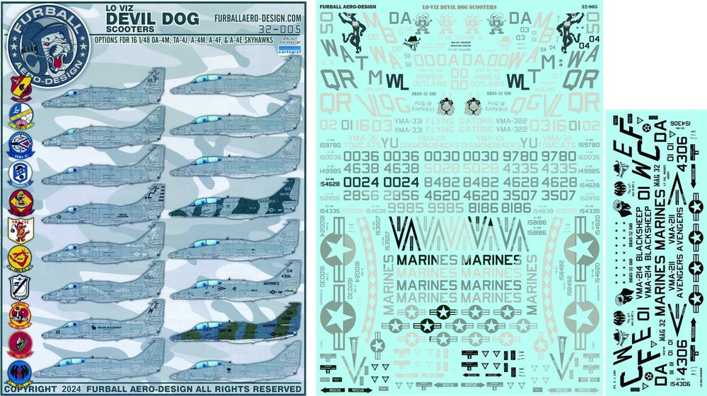 Furball FBD32005 Lo-Viz Devil Dog Scooter A-4 Skyhawk Decals 1:32