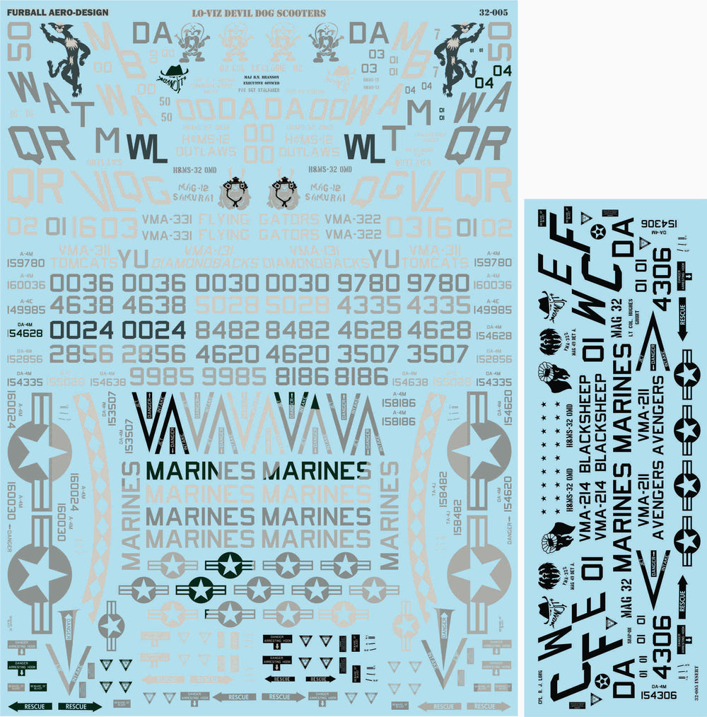 Furball FBD32005 Lo-Viz Devil Dog Scooter A-4 Skyhawk Decals 1:32