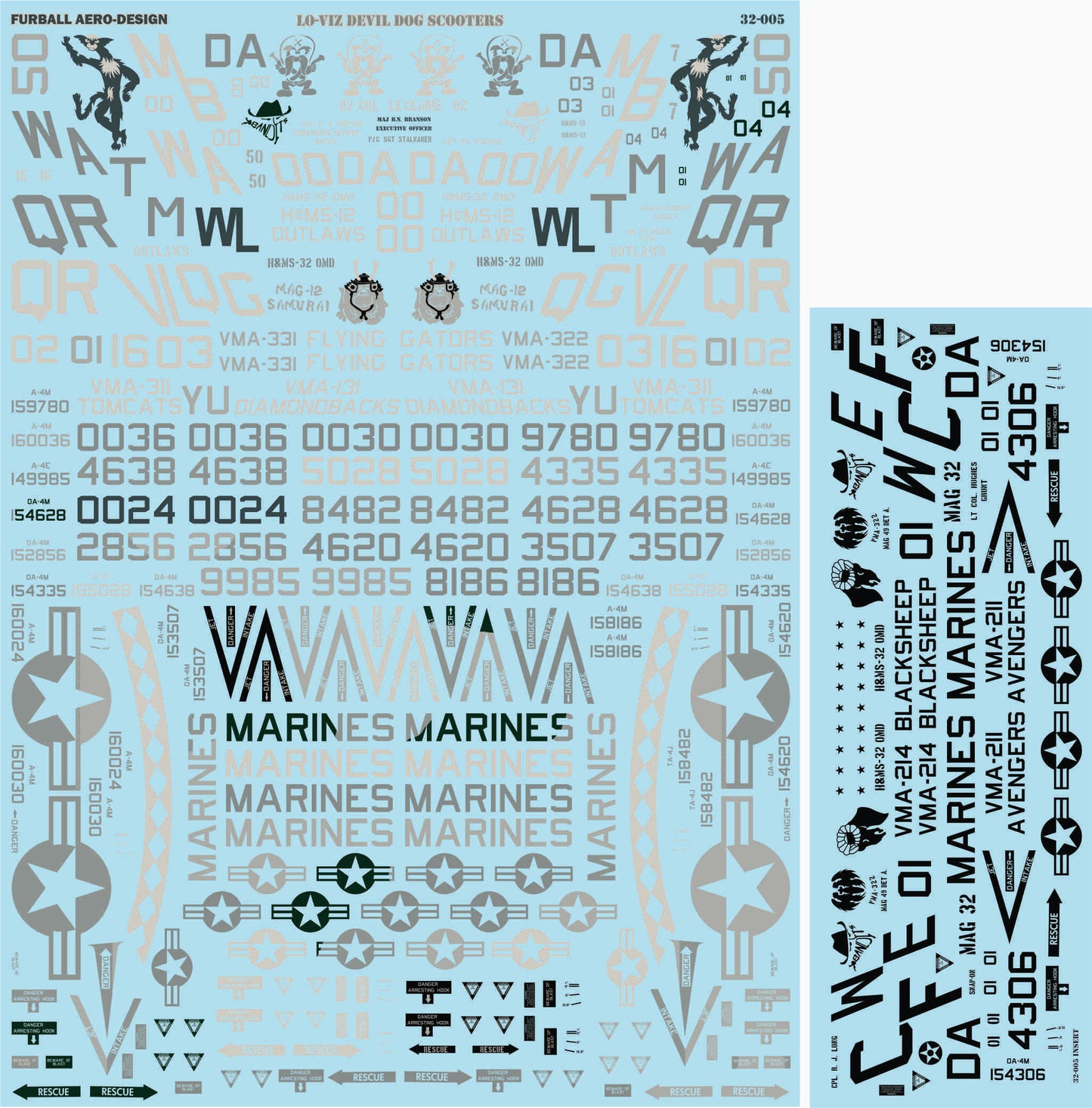 Furball FBD32005 Lo-Viz Devil Dog Scooter A-4 Skyhawk Decals 1:32