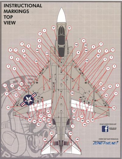 Furball FBD48013 McDonnell F-4B/N Phantom Factory Stencils 1:48