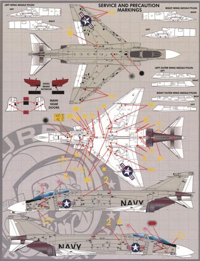 Furball FBD48013 McDonnell F-4B/N Phantom Factory Stencils 1:48
