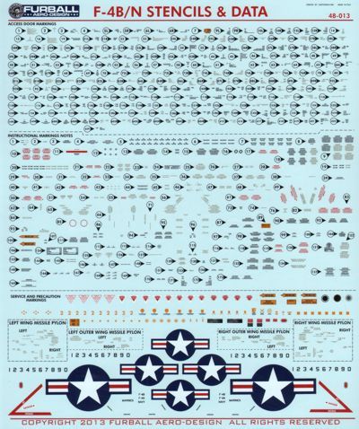 Furball FBD48013 McDonnell F-4B/N Phantom Factory Stencils 1:48
