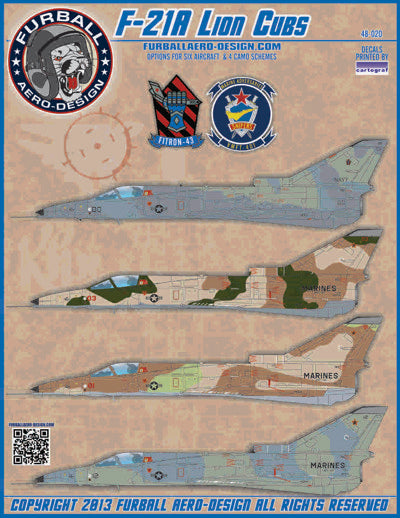 Furball FBD48020 IAI F-21A Lion Cubs USN/USMC Decals 1:48