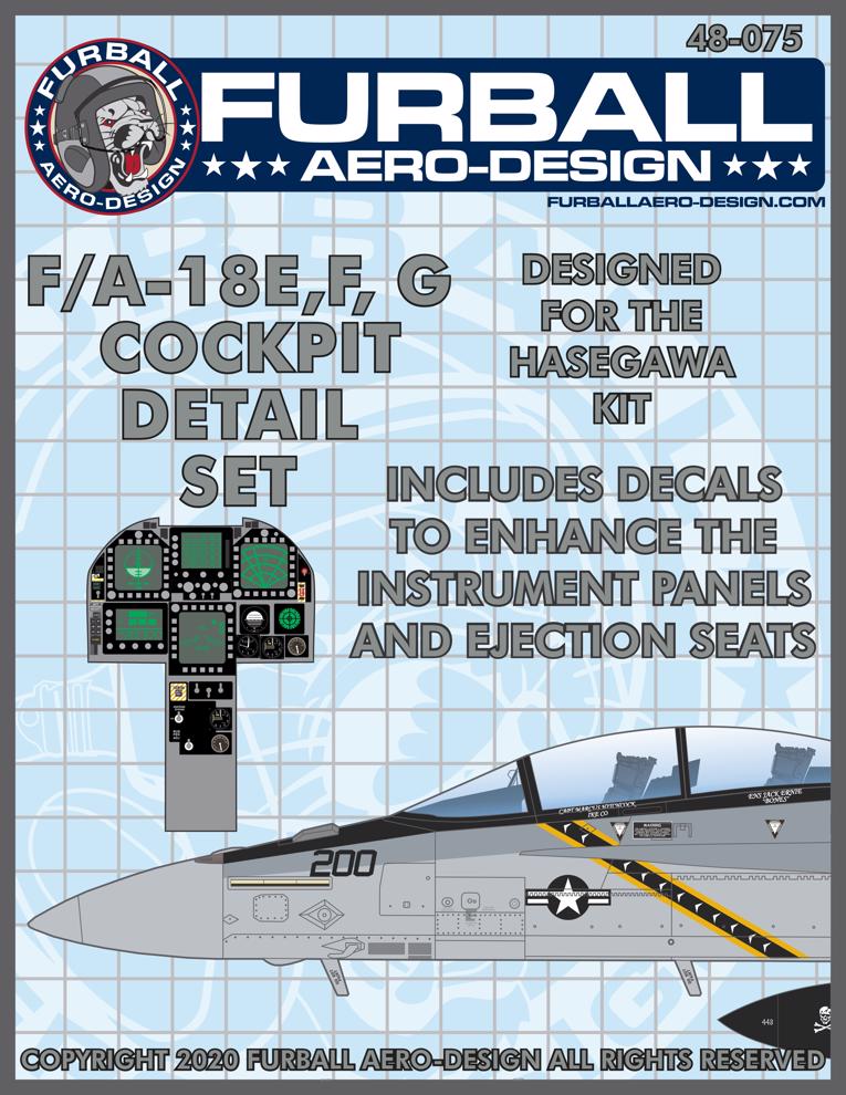 Furball FBD48075 F/A-18E/F/G Hornet Cockpit Detail Decals 1:48