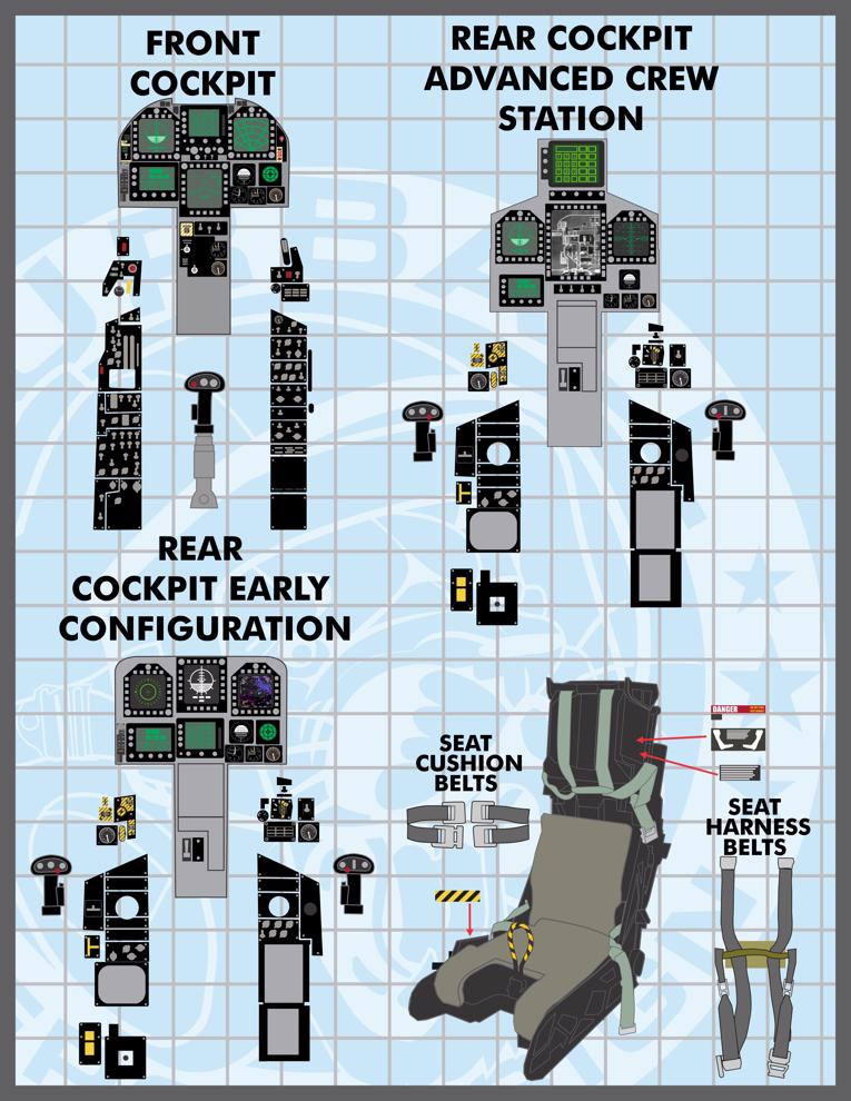 Furball FBD48075 F/A-18E/F/G Hornet Cockpit Detail Decals 1:48