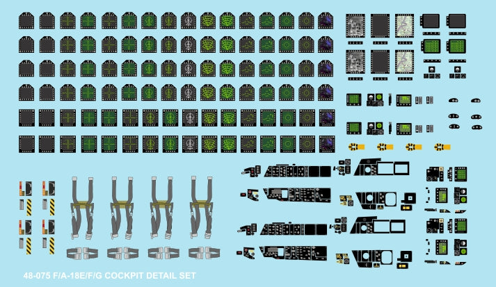 Furball FBD48075 F/A-18E/F/G Hornet Cockpit Detail Decals 1:48