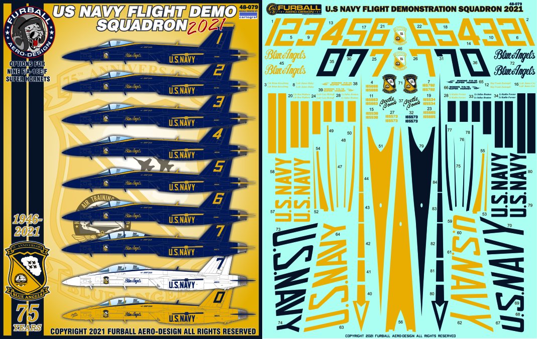 Furball FBD48079 Blue Angels 2021 F/A-18E/F Decals 1:48