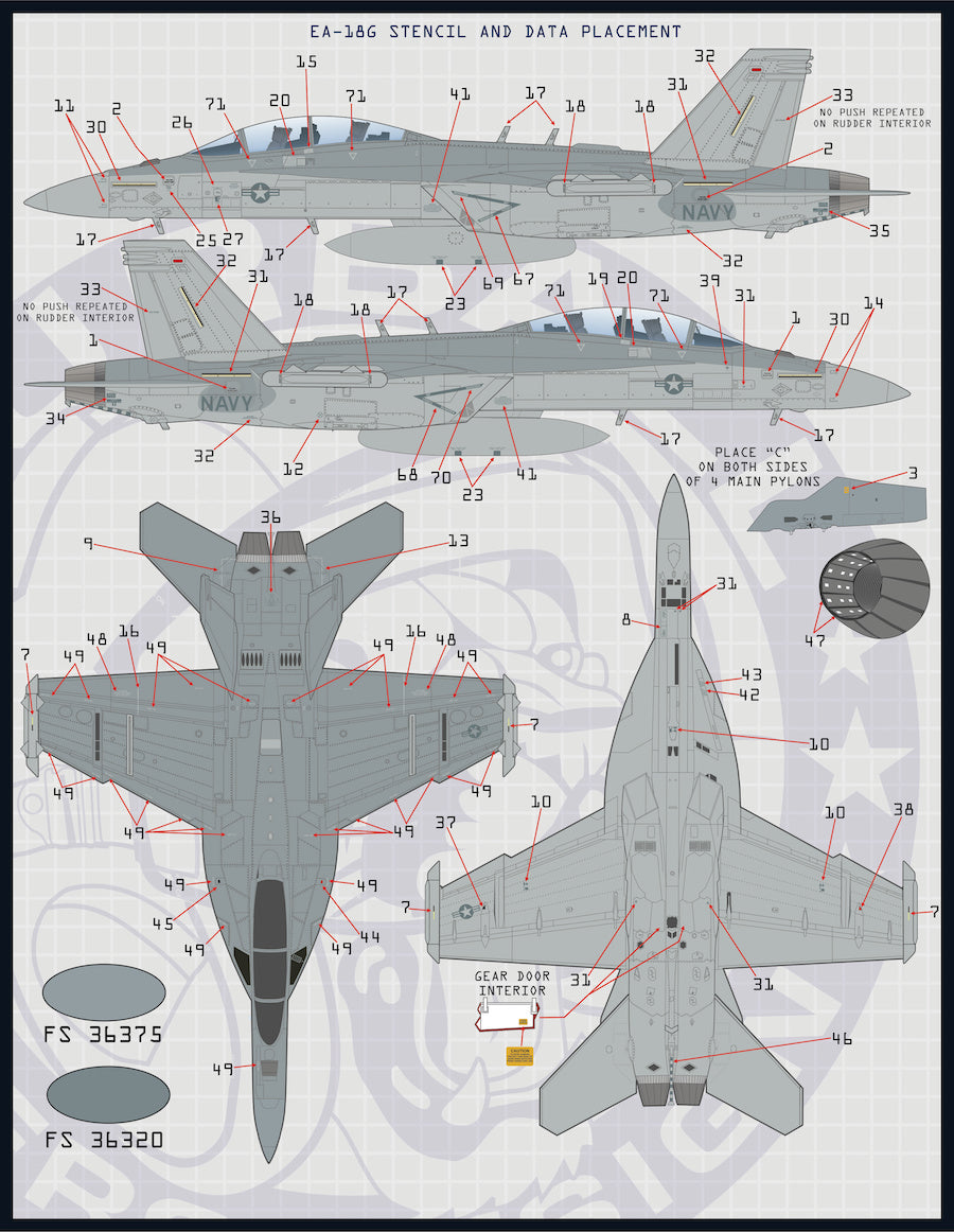 Furball FBD48080 Boeing F/A-18E/F/G Super Hornet Stencils 1:48