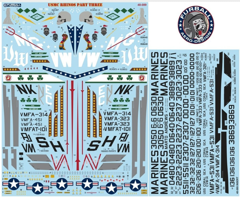 Furball FBD48089 USMC Rhinos Pt 3 F-4N/J Phantom Decals 1:48