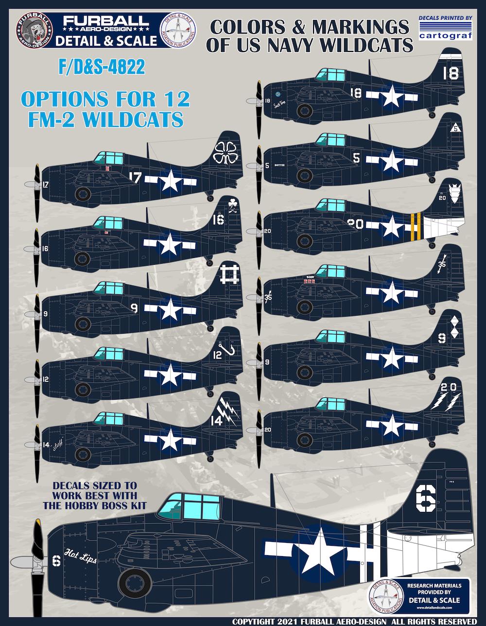 Furball FBDS4822 US Navy GM FM-2 Wildcats Pt 1 Decals 1:48