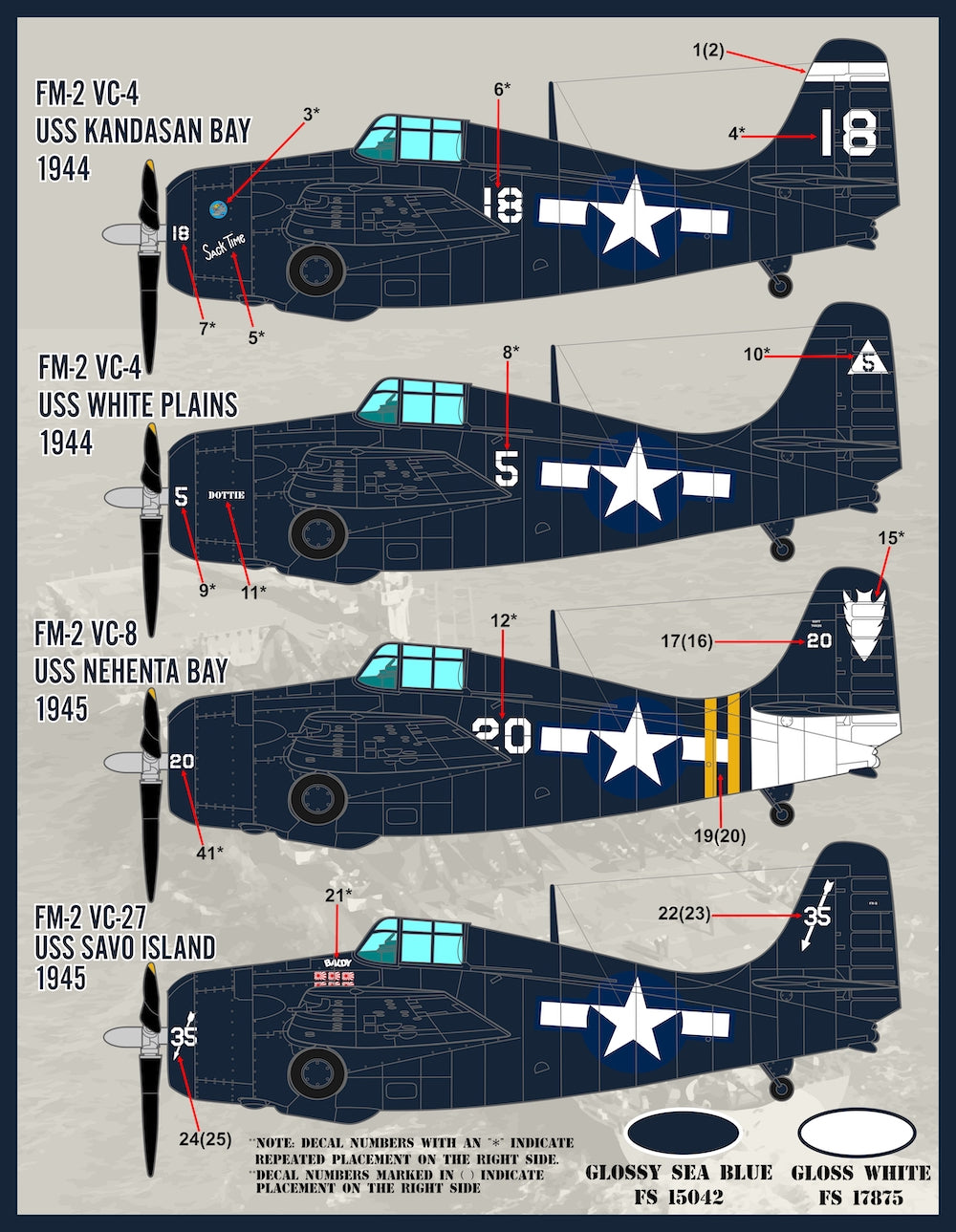 Furball FBDS4822 US Navy GM FM-2 Wildcats Pt 1 Decals 1:48
