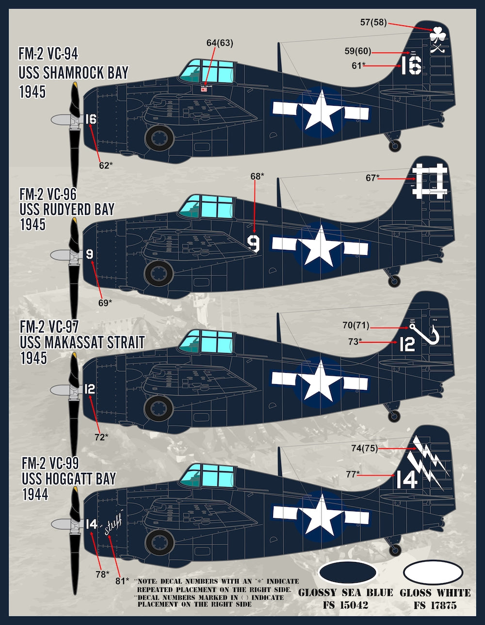 Furball FBDS4822 US Navy GM FM-2 Wildcats Pt 1 Decals 1:48