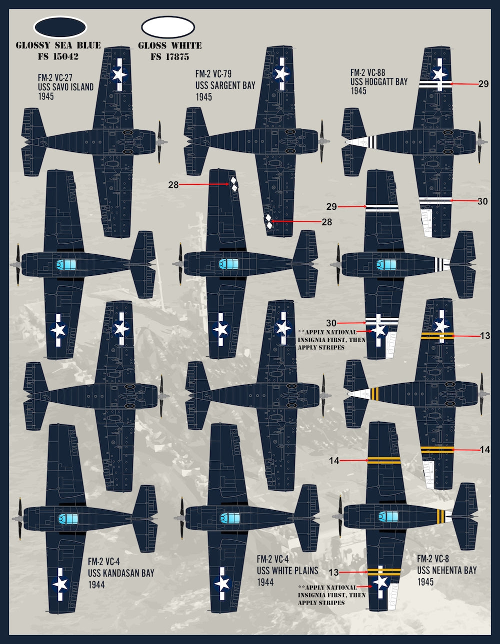 Furball FBDS4822 US Navy GM FM-2 Wildcats Pt 1 Decals 1:48