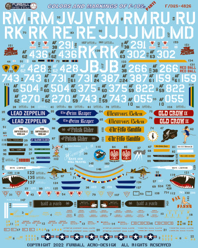 Furball FBDS4826 Colors & Markings Republic F-105 Pt I Decals 1:48