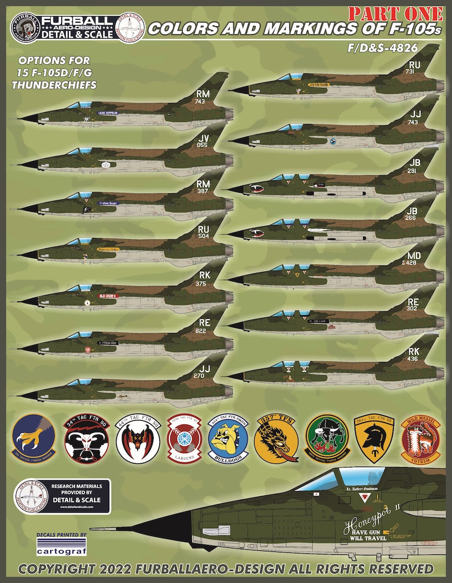 Furball FBDS4826 Colors & Markings Republic F-105 Pt I Decals 1:48