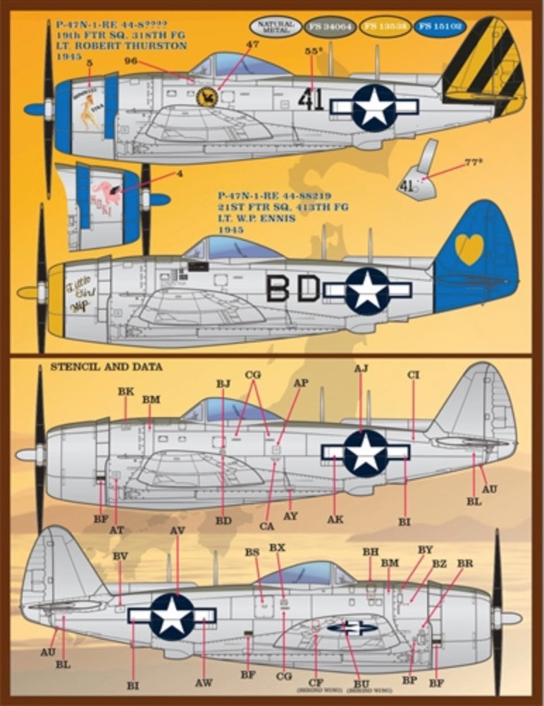 Furball FBDS4830 Colors & Markings P-47N Thunderbolt Pt 2 1:48