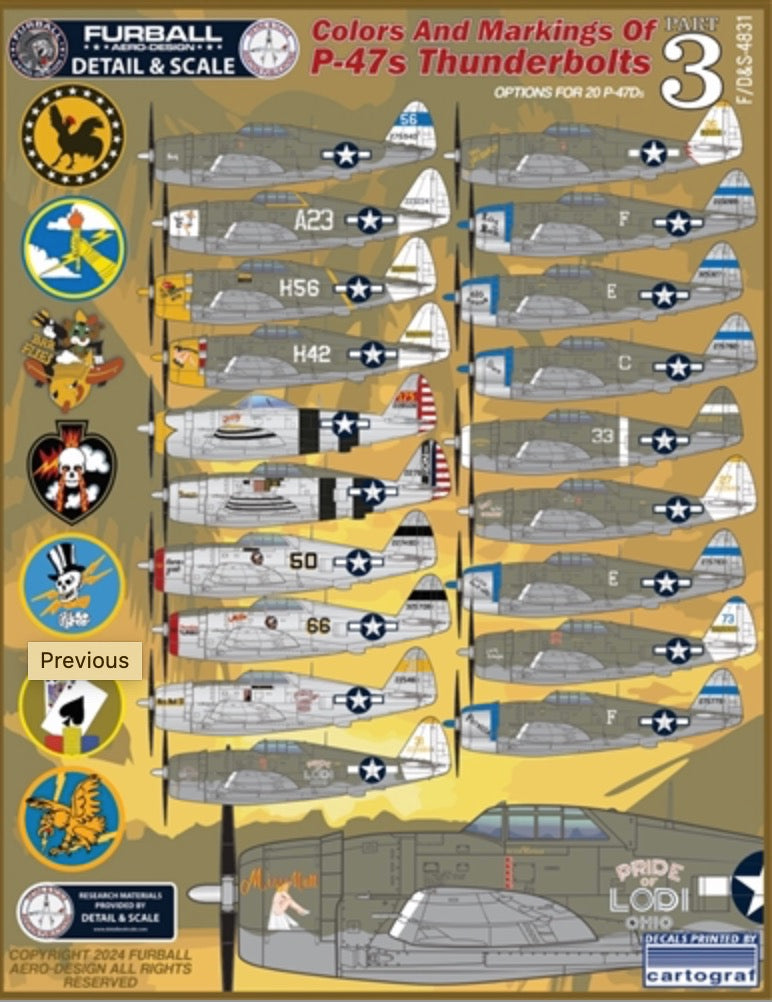 Furball FBDS4831 Colors & Markings P-47 Thunderbolt Pt 3 1:48