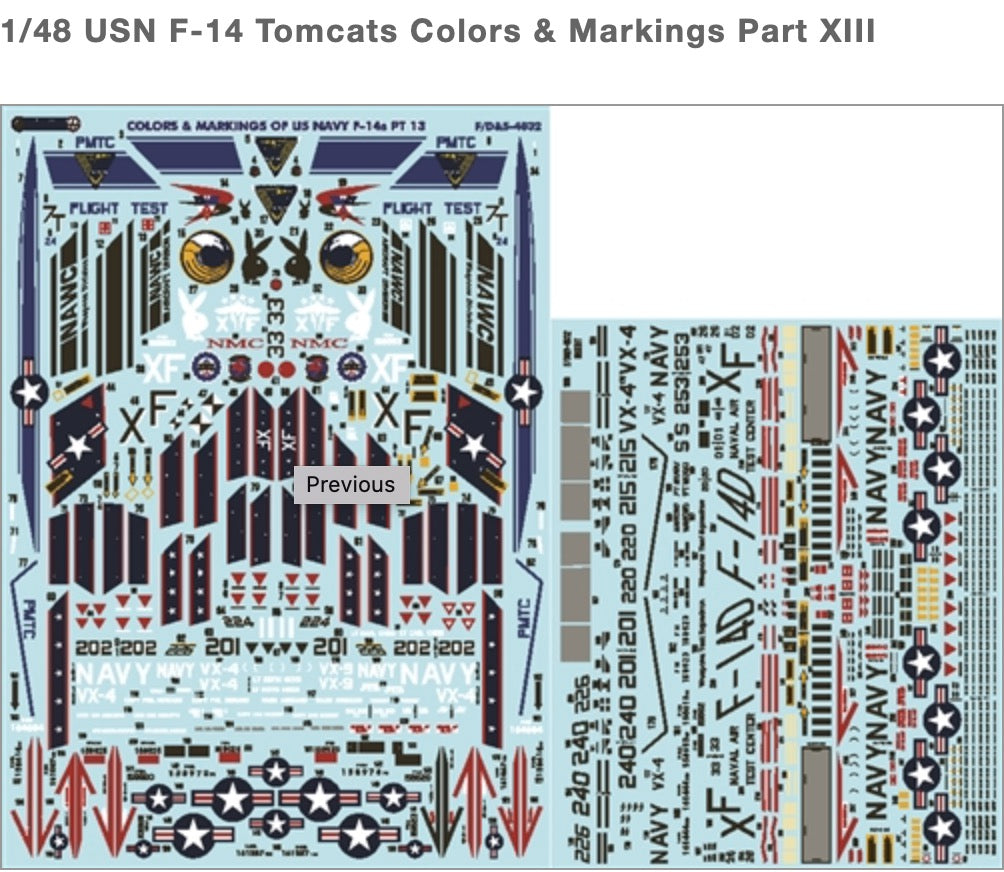 Furball Aero-Design FBDS4832 1:48 "Colors & Markings of US Navy Tomcats Part 13"