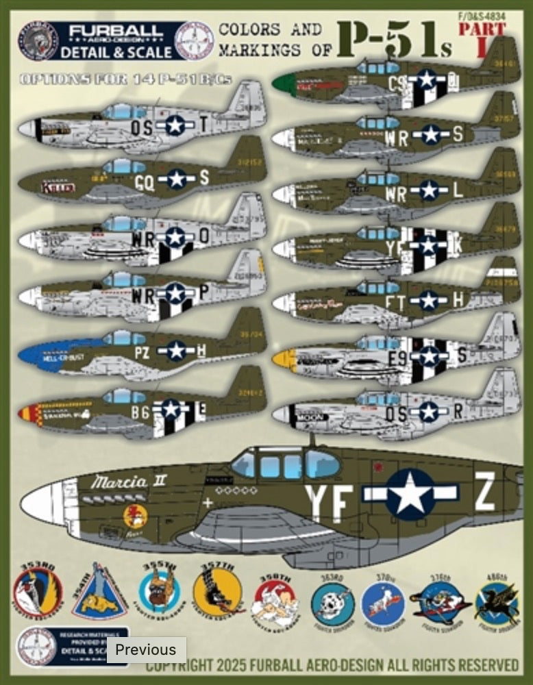 Furball Aero-Design FBDS4834 1:48 Colors & Marking of P-51s Part I