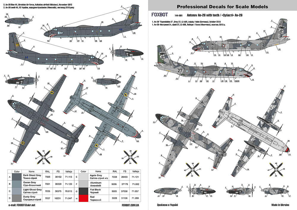 Foxbot Decals FBOT144001 1:144 Antonov An-26 with teeth