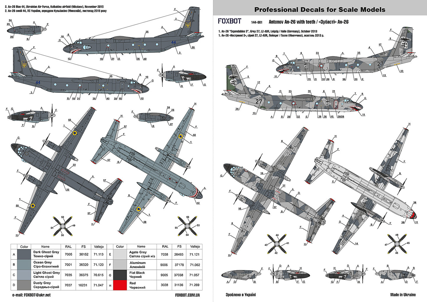 Foxbot Decals FBOT144001 1:144 Antonov An-26 with teeth