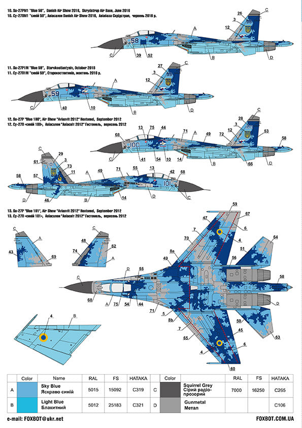 Foxbot FBOT144002 Ukrainian Su-27S/P Digital Camo Decals 1:144
