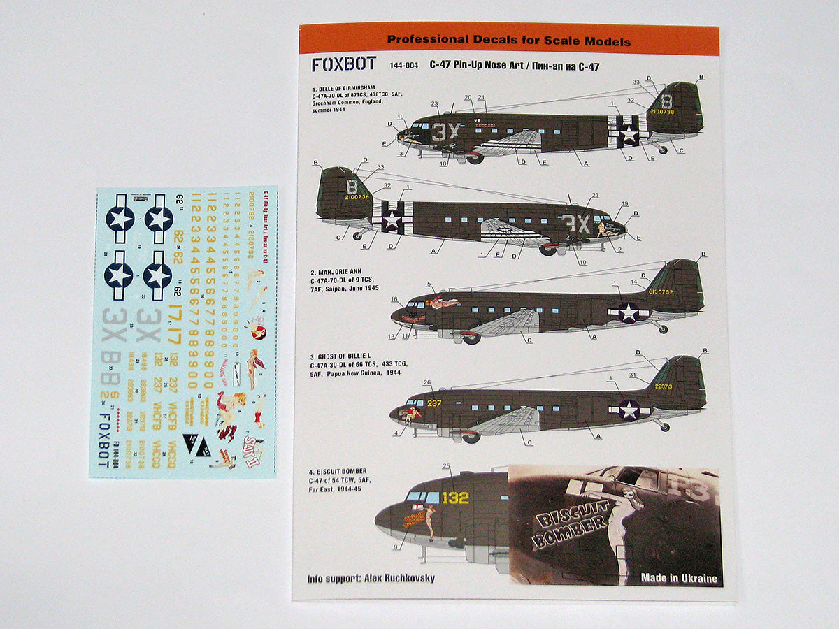 Foxbot FBOT144004 Douglas C-47 Skytrain Pin-Up & Stencils 1:144