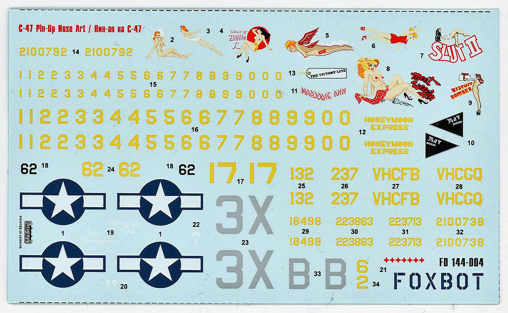 Foxbot FBOT144004 Douglas C-47 Skytrain Pin-Up & Stencils 1:144