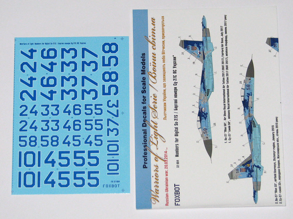 Foxbot Decals FBOT32004 1:32 Digital Sukhoi Su-27S Numbers