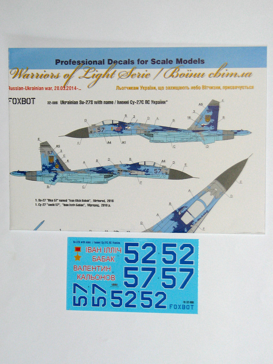 Foxbot Decals FBOT32006 1:32 Sukhoi Su-27 with Name